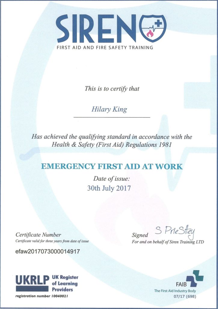 Some Benefits Of Learning First Aid Hilary King, MSTAT